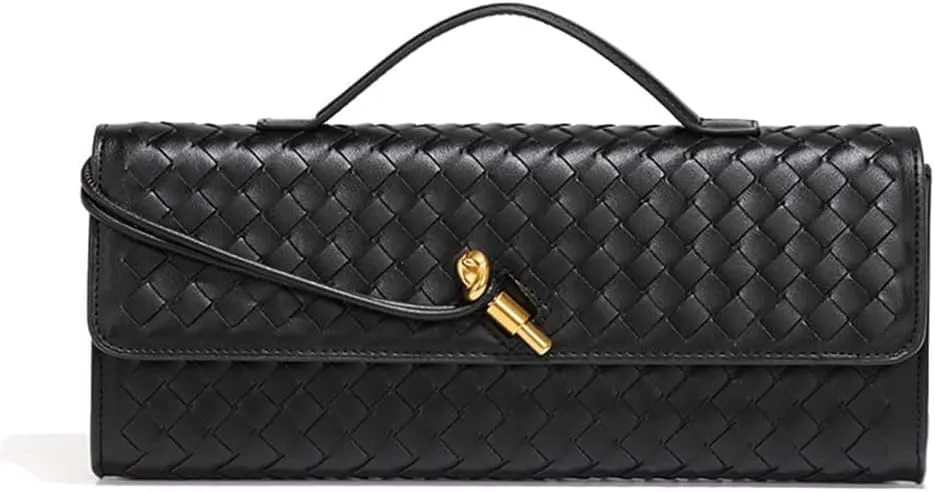 SKYK Woven Clutch Purses for Women Evening Bag Shoulder Crossbody Bags PU Leather Handbag