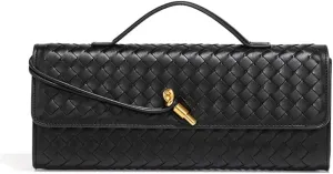SKYK Woven Clutch Purses for Women Evening Bag Shoulder Crossbody Bags PU Leather Handbag