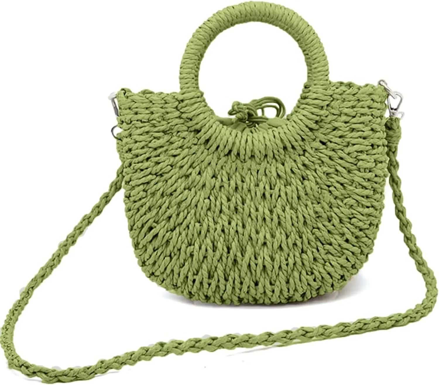 Small Straw Tote Bag for Women,Summer Beach Crossbody Shoulder Handbag,Hand-woven Rattan Clutch Purse for Vacation