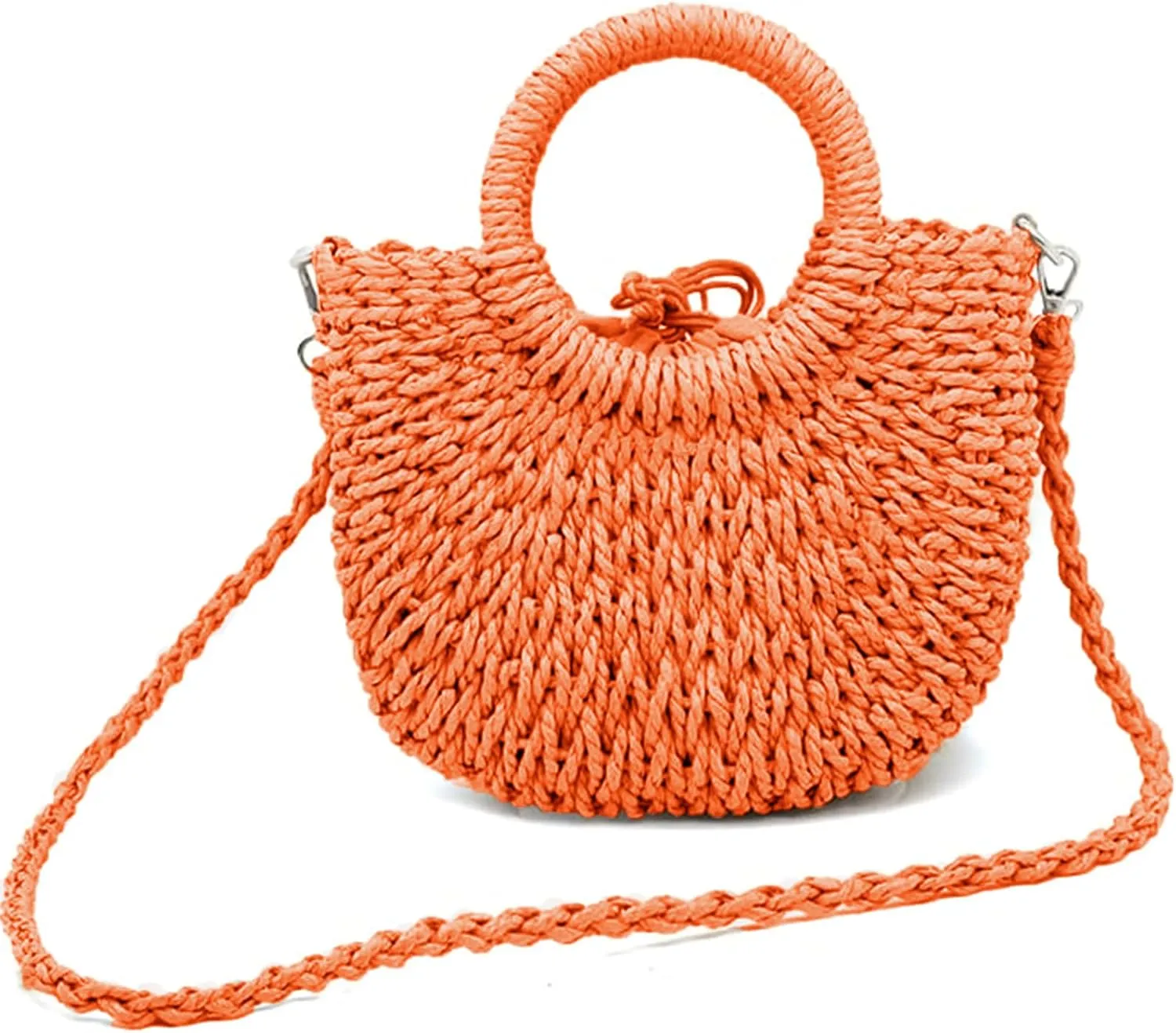 Small Straw Tote Bag for Women,Summer Beach Crossbody Shoulder Handbag,Hand-woven Rattan Clutch Purse for Vacation