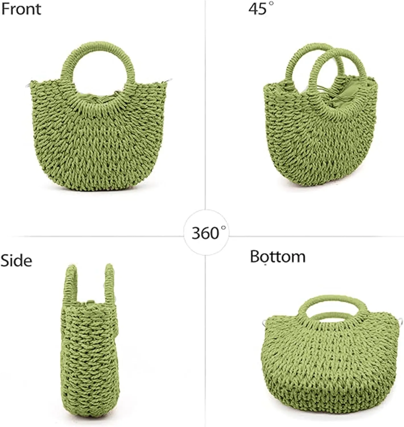 Small Straw Tote Bag for Women,Summer Beach Crossbody Shoulder Handbag,Hand-woven Rattan Clutch Purse for Vacation