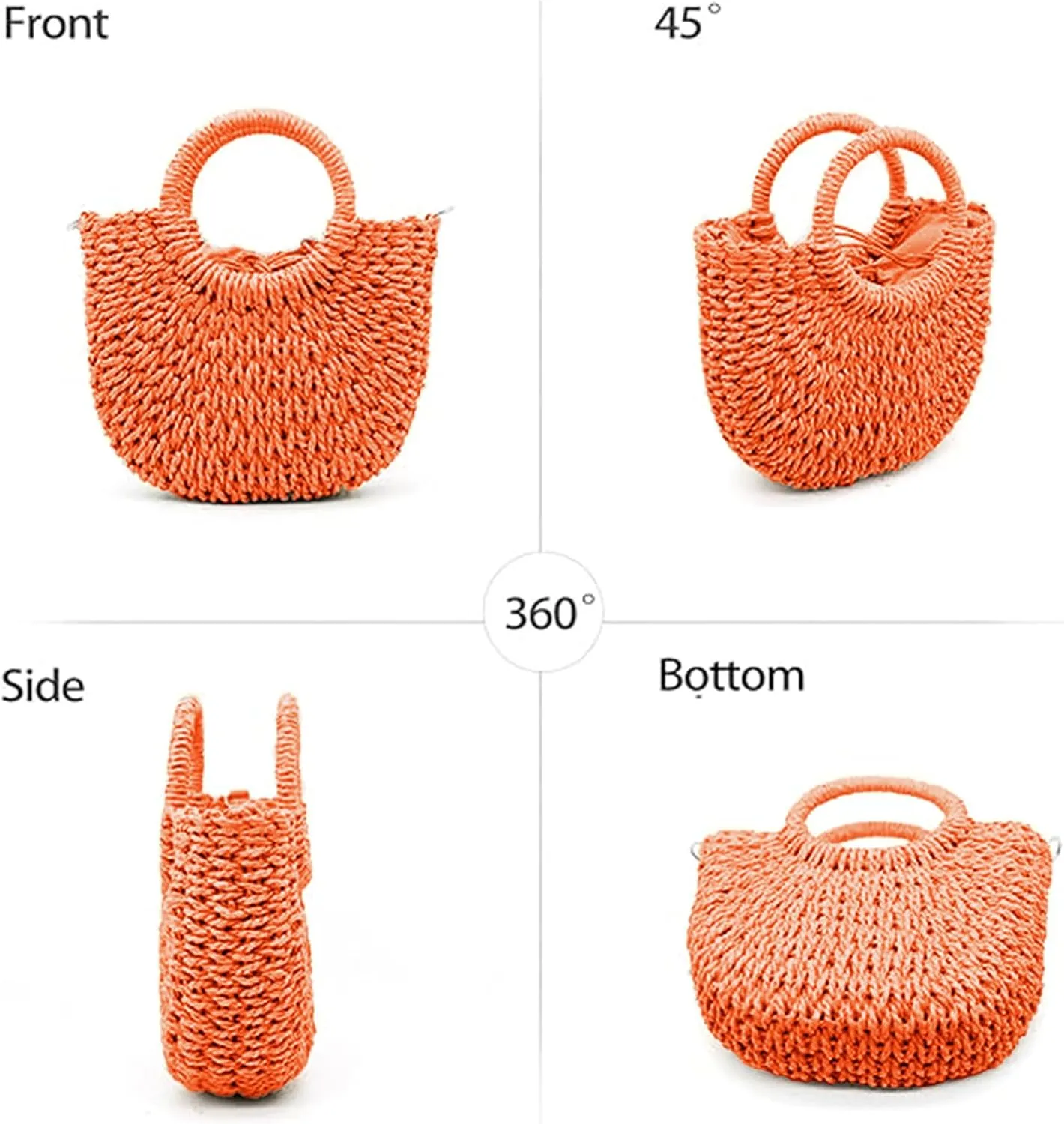 Small Straw Tote Bag for Women,Summer Beach Crossbody Shoulder Handbag,Hand-woven Rattan Clutch Purse for Vacation