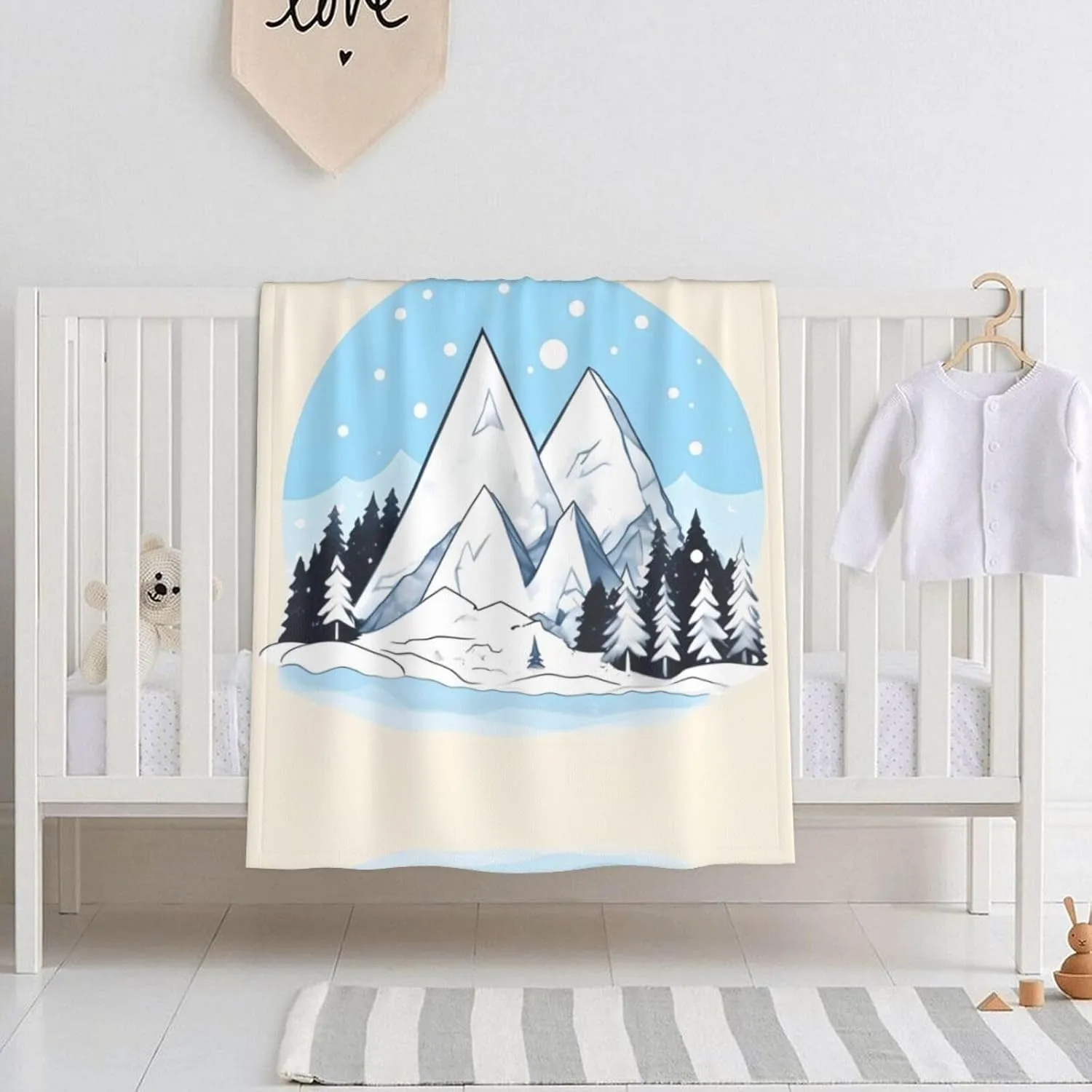 Snow-Capped Mountains Pattern Baby Blanket 30"x40" Crib nap Blanket Newborn Gift