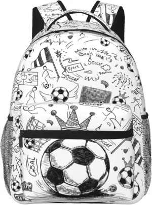 Soccer Backpack 16 Inch Football School Backpacks 3D Print Lightweight Ball Bookbag Casual Sport Daypack Travel Bag for Kids Girls Boys Men Gifts
