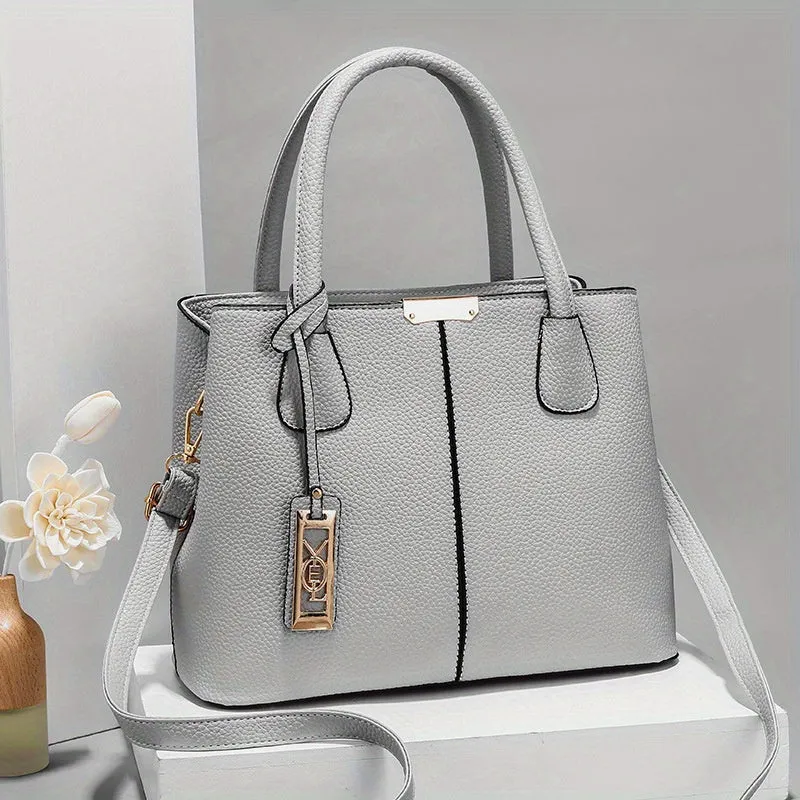 Solid Color Handbags For Women, Elegant PU Leather Crossbody Bag, Trendy Office & Work Purses