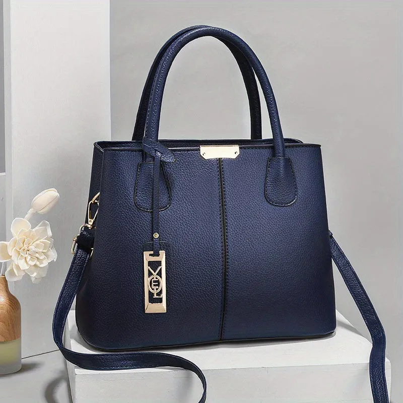 Solid Color Handbags For Women, Elegant PU Leather Crossbody Bag, Trendy Office & Work Purses