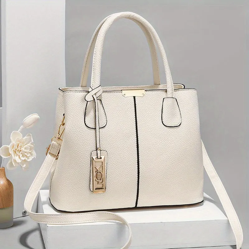 Solid Color Handbags For Women, Elegant PU Leather Crossbody Bag, Trendy Office & Work Purses