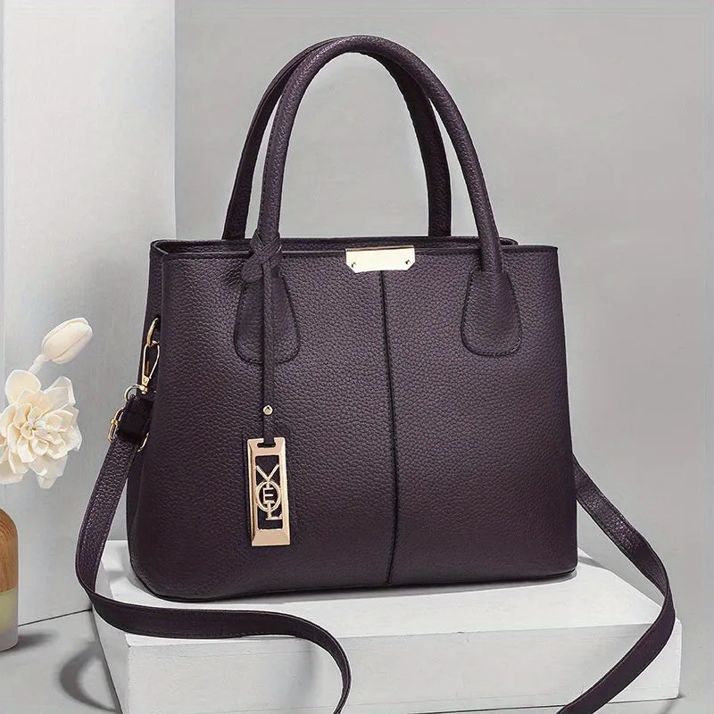 Solid Color Handbags For Women, Elegant PU Leather Crossbody Bag, Trendy Office & Work Purses
