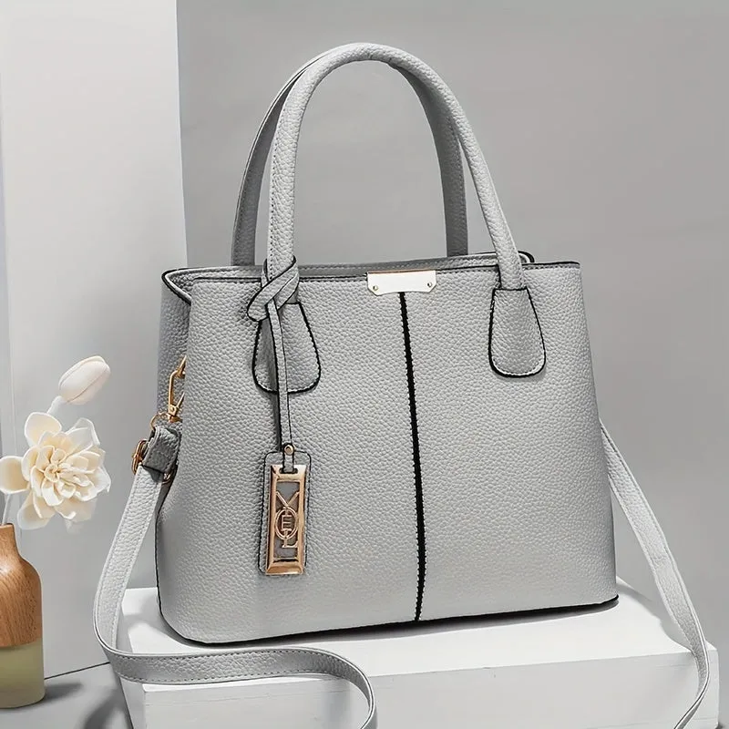 Solid Color Handbags For Women, Elegant PU Leather Crossbody Bag, Trendy Office & Work Purses