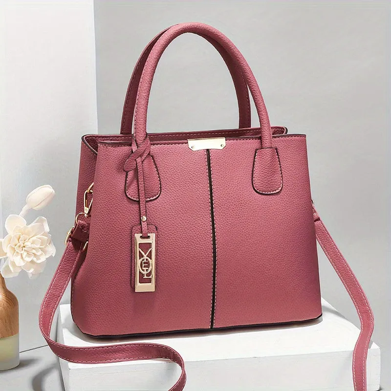 Solid Color Handbags For Women, Elegant PU Leather Crossbody Bag, Trendy Office & Work Purses