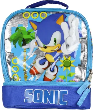Sonic The Hedgehog I'm Outta Here Dual Compartment Insulated Lunch Box Bag Tote