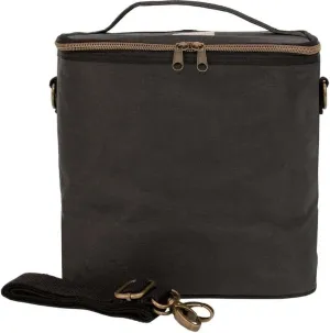 SoYoung Lunch Poche - Insulated Lunch Bag for Work, Travel & Picnic, Aesthetic Design, Linen/Cotton, Machine Washable, Detachable Strap - Black Paper