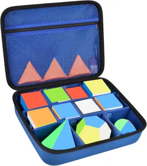 Speed Cube Storage Case Bag Holds 12  Different Types Cube Retro Brain Teaser Fidget Toy. Carrying Holder with Mesh Pocket Fits for Cube Stand/Tutorial (Box Only) - Blue