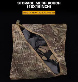 Storage Mesh Pouch (16 * 16in), Cradle net Material Miscellaneous Outdoor Carry Camouflage Storage Bag (Black)