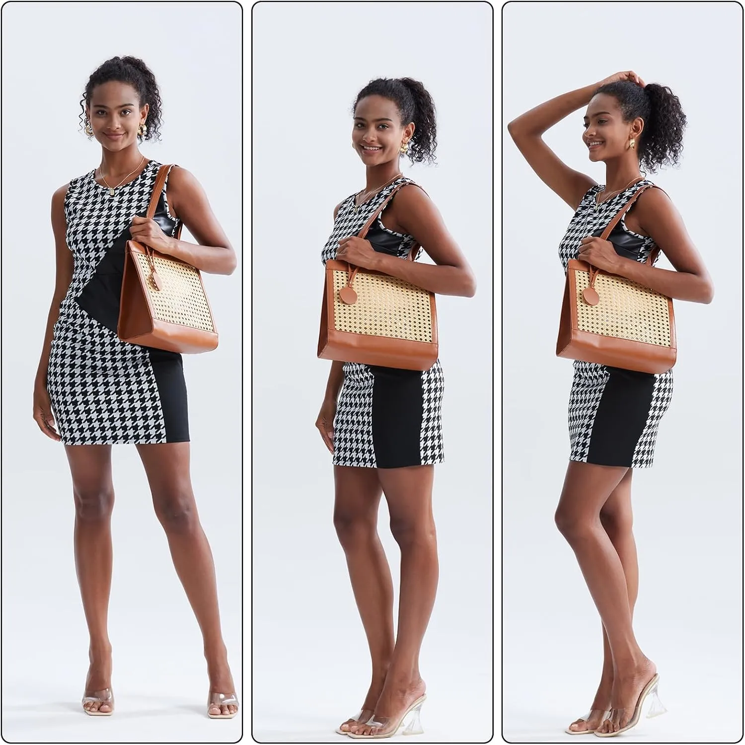 Straw Beach Bag for Women Summer Woven Rattan Tote Bag Straw Purses and Handbags for Vacation with Pendant