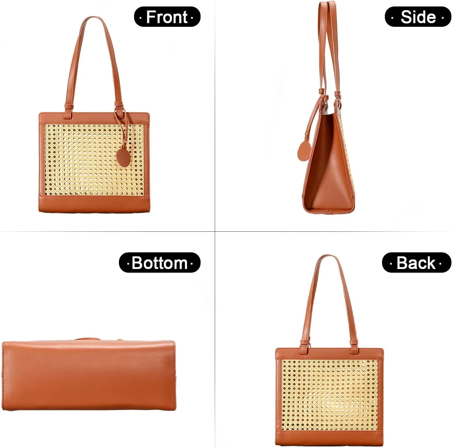Straw Beach Bag for Women Summer Woven Rattan Tote Bag Straw Purses and Handbags for Vacation with Pendant