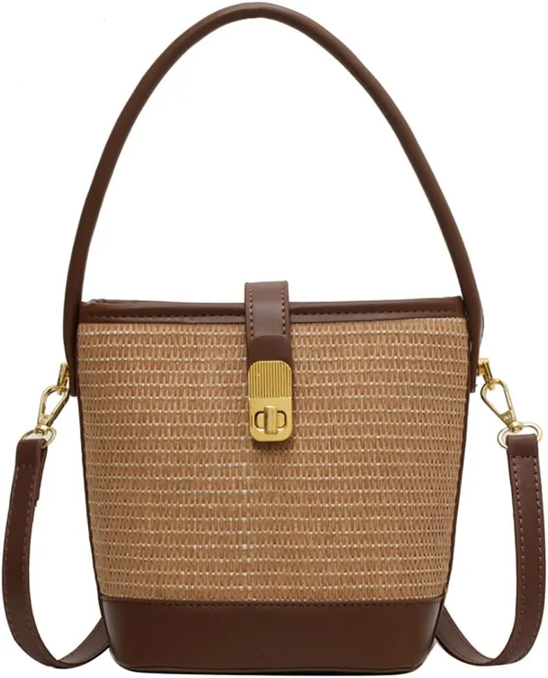 Straw Beach Bags For Women Rattan Purse Summer Straw Cross-body Bag Raffia Handbag Purses Shoulder Bag Small Bucket Bag 2025