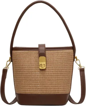 Straw Beach Bags For Women Rattan Purse Summer Straw Cross-body Bag Raffia Handbag Purses Shoulder Bag Small Bucket Bag 2025