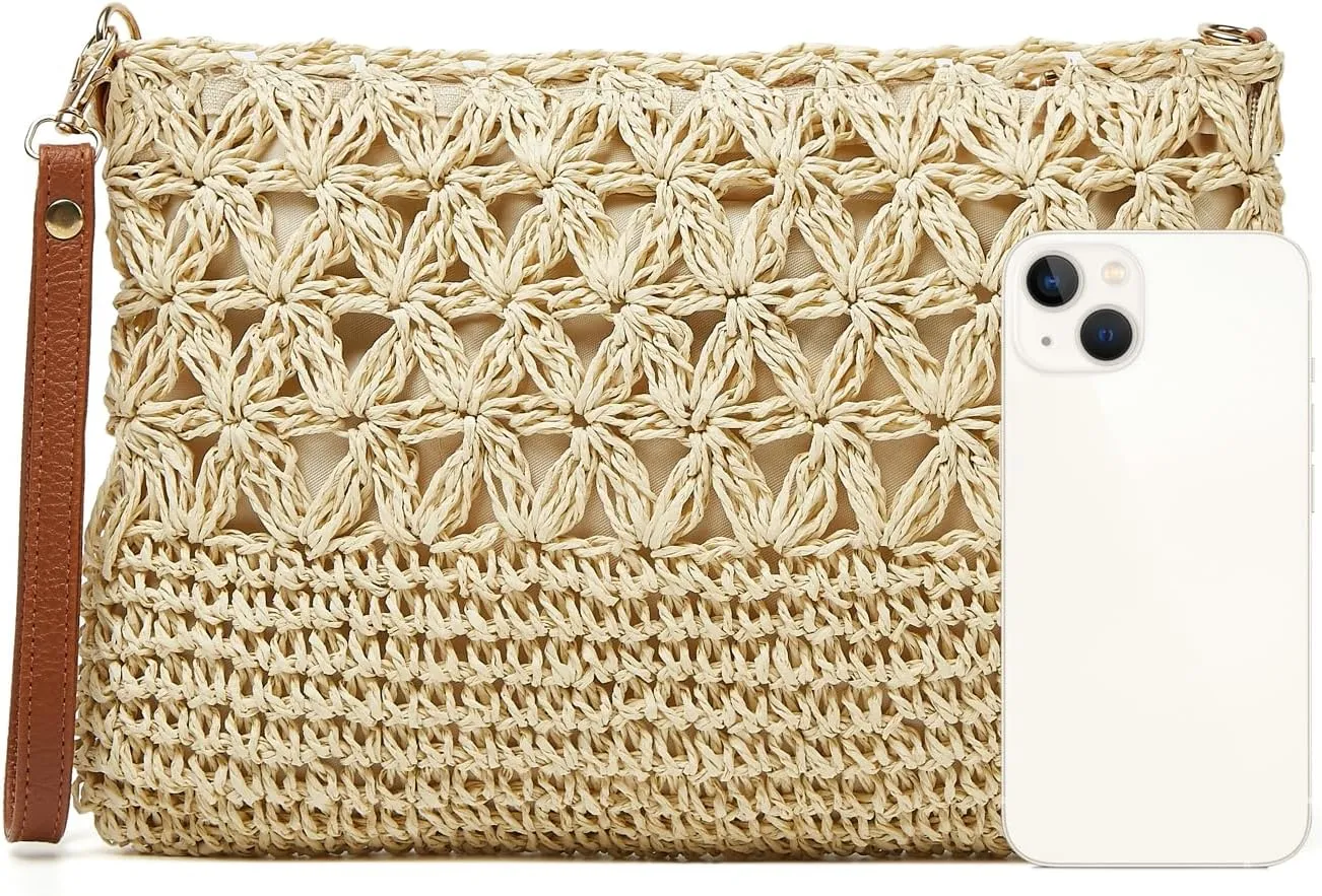 Straw Beach Bags For Women Rattan Purses Summer Straw Handwoven Bag Raffia Handbag Shoulder Bag Cross-body Square Bag