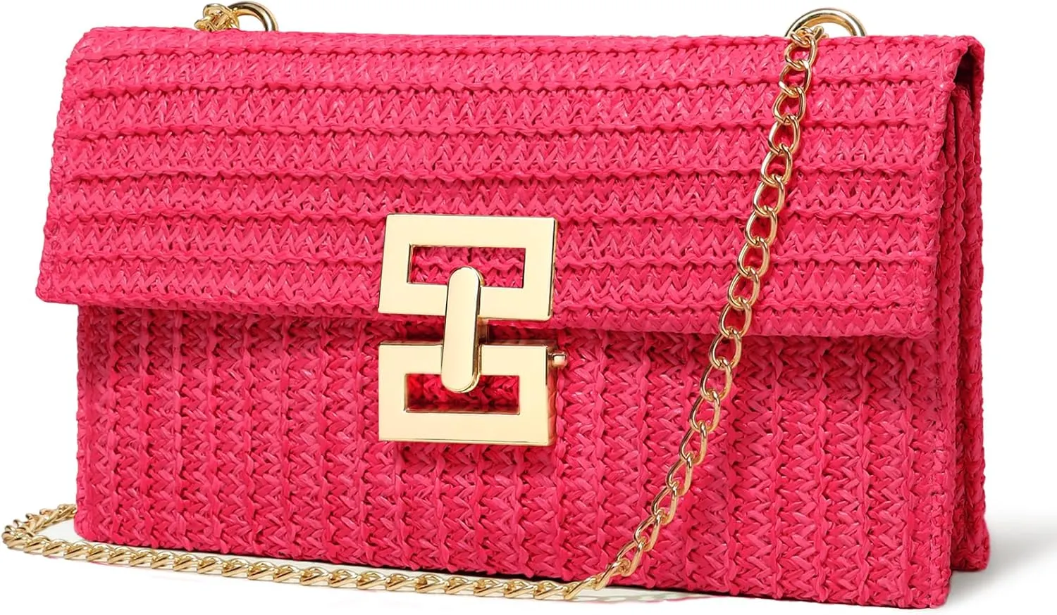 Straw Clutch Purse Crossbody Bag for Women Designer Evening Handbag Casual Summer Beach Straw Shoulder Bag