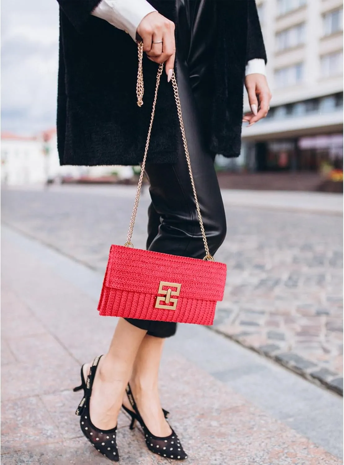 Straw Clutch Purse Crossbody Bag for Women Designer Evening Handbag Casual Summer Beach Straw Shoulder Bag