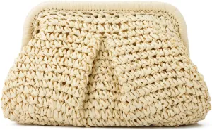 Straw Clutch Purses for Women Small Woven Dumpling Bag Summer Beach Clutch Wicker Crossbody Purses