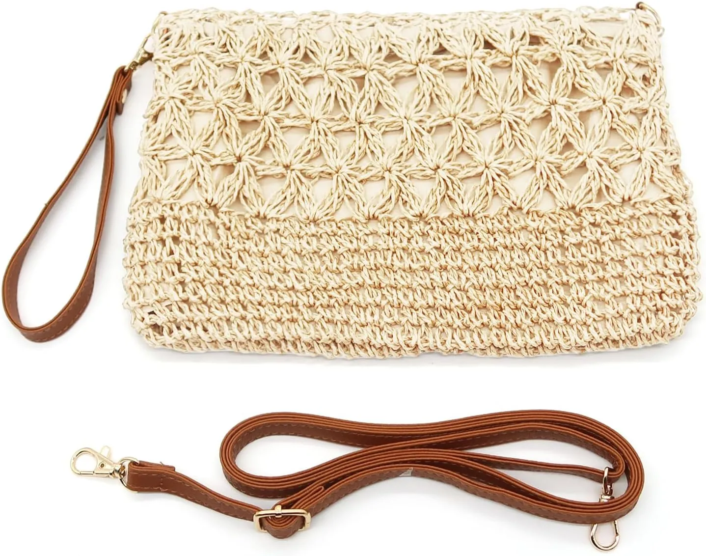 Straw Clutch Purses for Women Straw Crossbody Bags Summer Beach Bag Rattan Purse Woven Clutch Handbag
