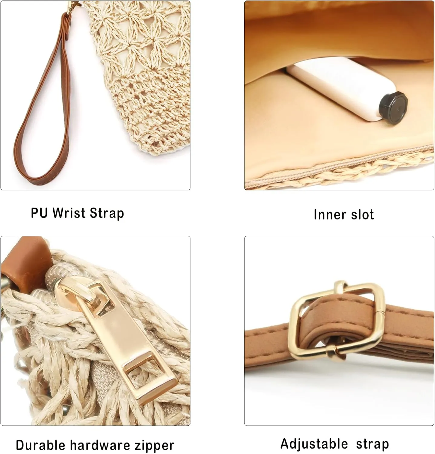 Straw Clutch Purses for Women Straw Crossbody Bags Summer Beach Bag Rattan Purse Woven Clutch Handbag