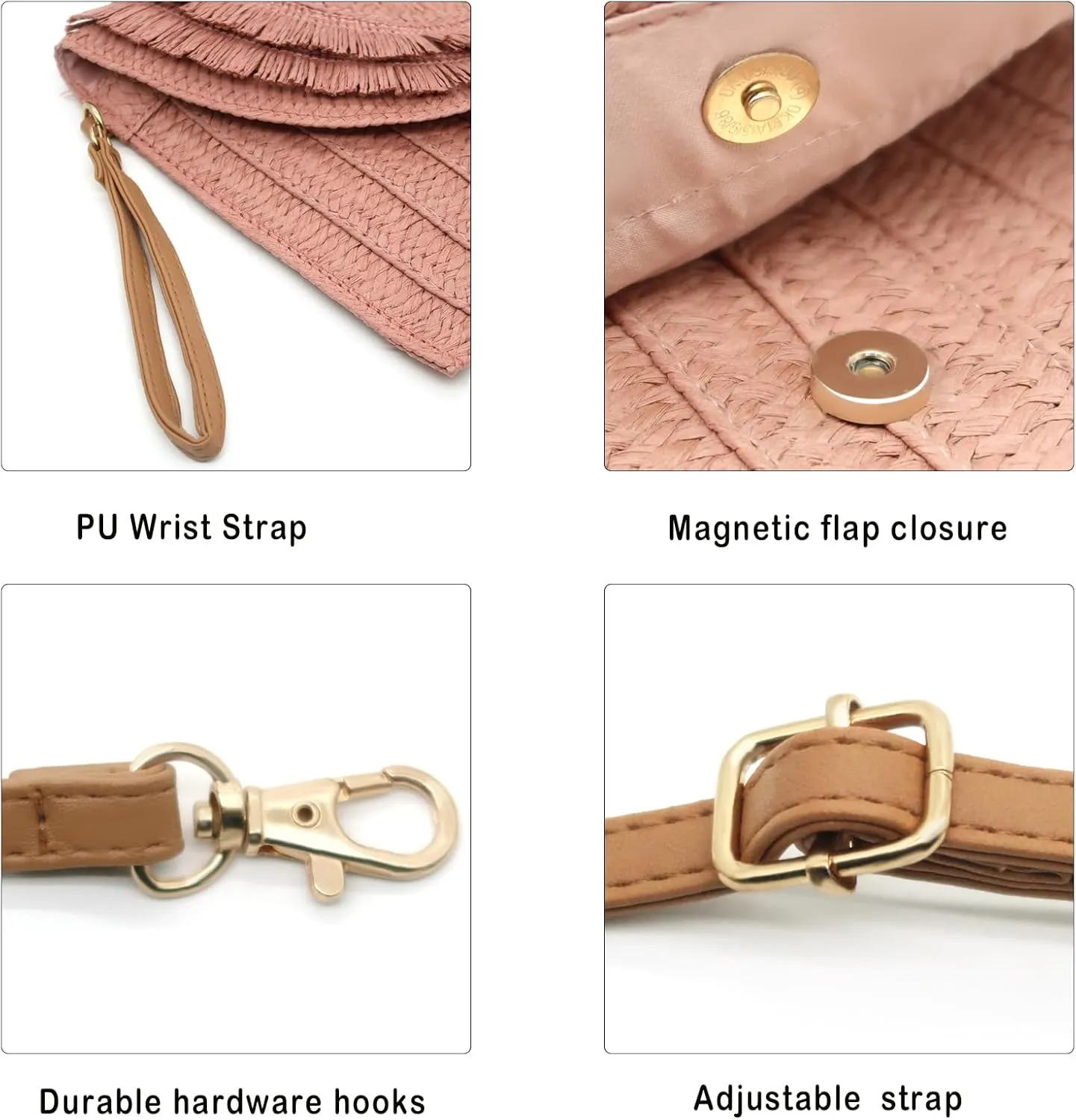 Straw Clutch Purses for Women Straw Crossbody Bags Summer Beach Bag Rattan Purse Woven Clutch Handbag