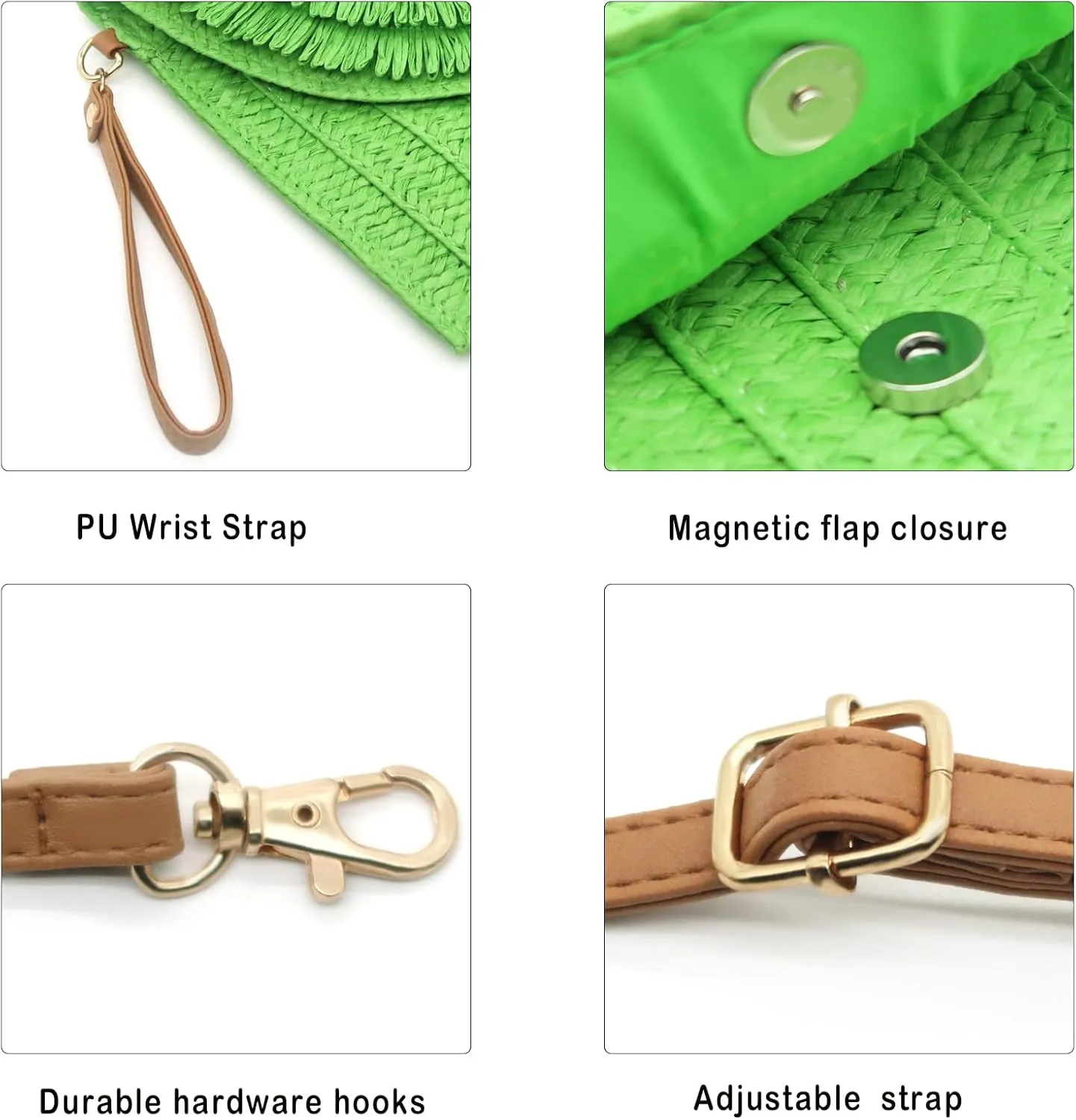 Straw Clutch Purses for Women Straw Crossbody Bags Summer Beach Bag Rattan Purse Woven Clutch Handbag