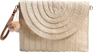 Straw Clutch Purses for Women Summer Beach Bags Envelope Woven Clutch Handbags