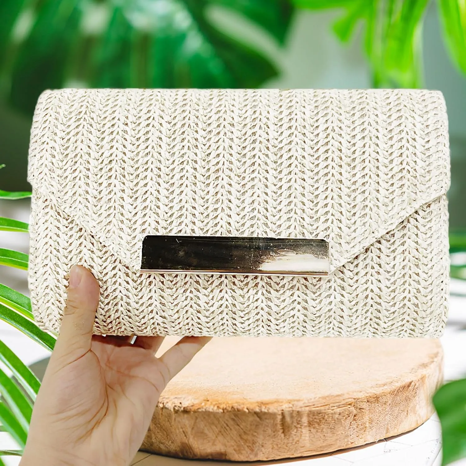 Straw Clutch Purses for Women Summer Evening Bag Raffia Woven Crossbody Handbags Envelope Beach Vacation Clutch