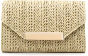 Straw Clutch Purses for Women Summer Evening Bag Raffia Woven Crossbody Handbags Envelope Beach Vacation Clutch