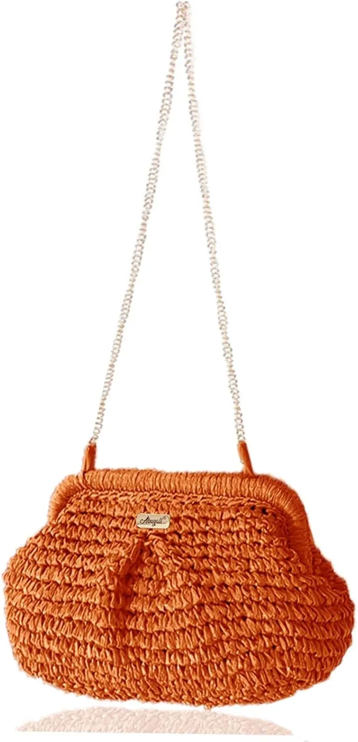 Straw Purse Crossbody Small Beach Bag for Women Vacation Summer Vintage Clutch