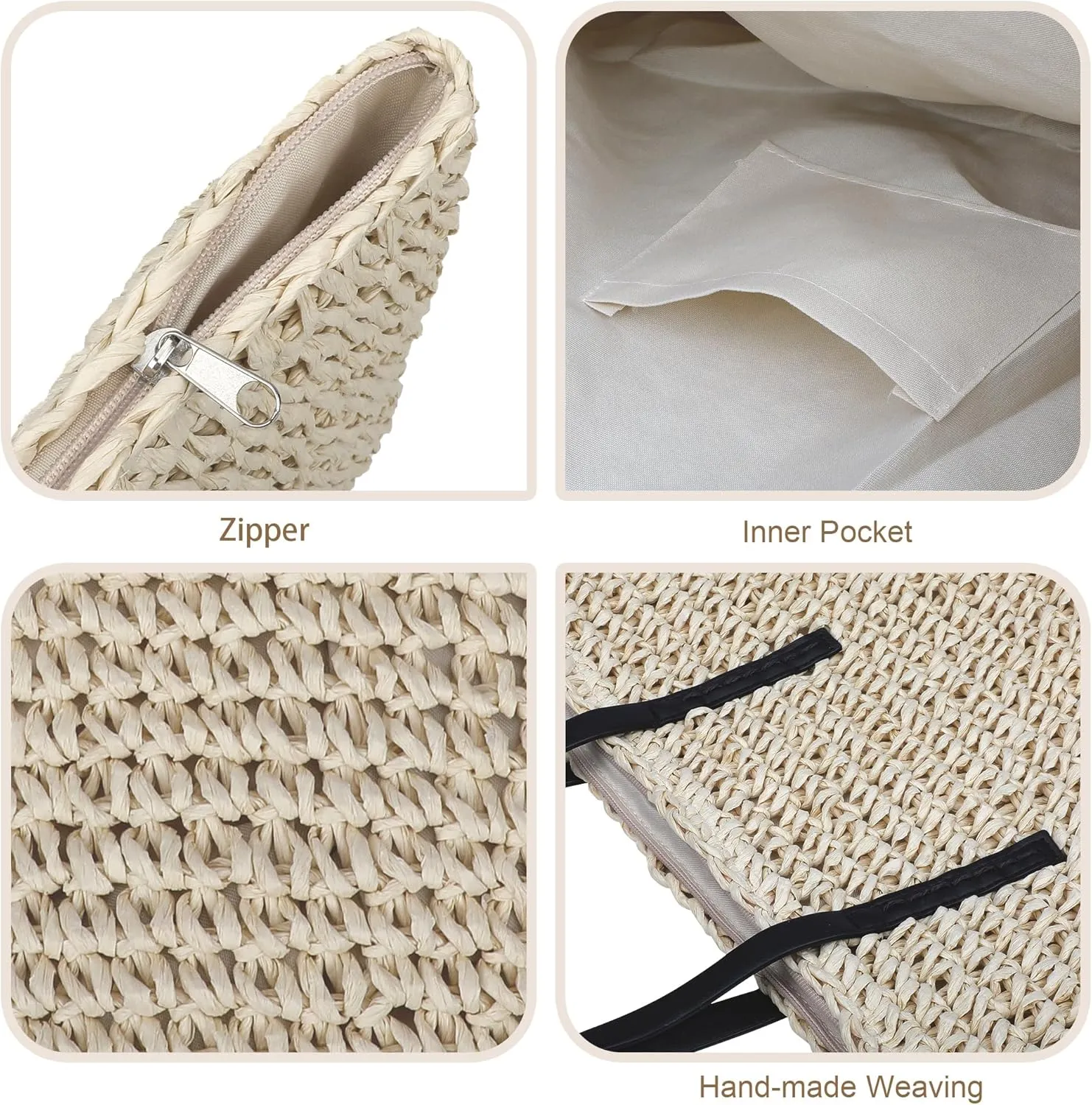 Straw Shoulder Bag, Crossbody Bag, Clutch - Casual Beach Handmade Bag for Women