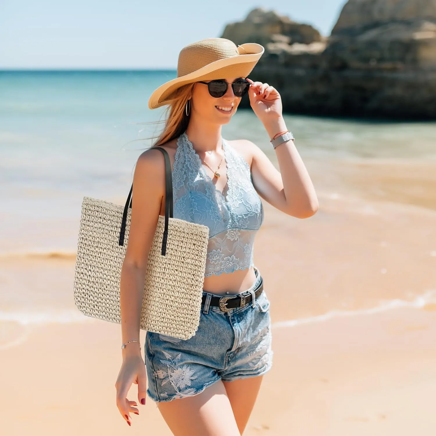 Straw Shoulder Bag, Crossbody Bag, Clutch - Casual Beach Handmade Bag for Women
