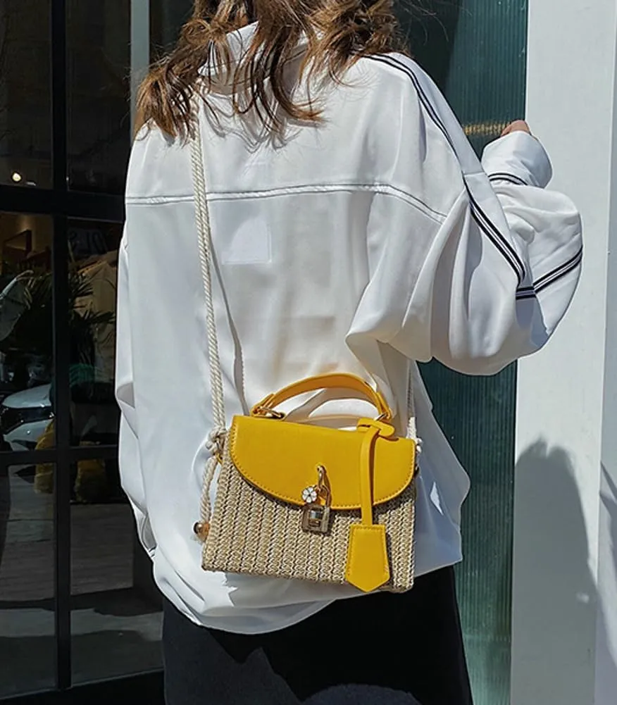 Straw Square Bag Straw Beach Bags For Women Rattan Purses Summer Straw Crossbody Purse Tote Bag Handbag Shoulder Bag 2025