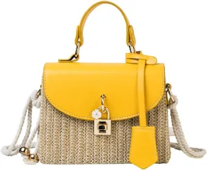 Straw Square Bag Straw Beach Bags For Women Rattan Purses Summer Straw Crossbody Purse Tote Bag Handbag Shoulder Bag 2025