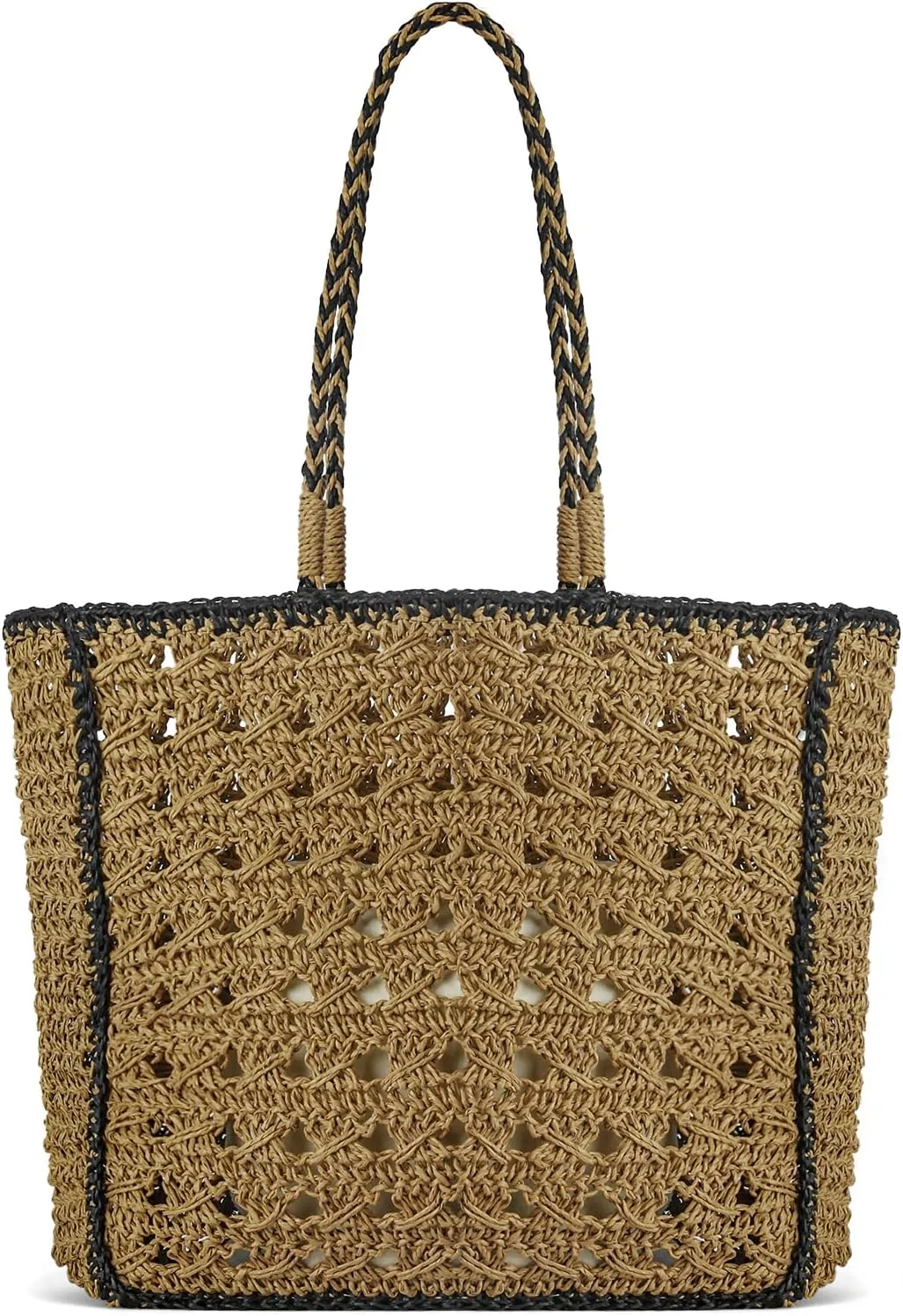 Straw Tote Bag for Women, Hollowed Beach Shoulder Bag with Inner Pocket, Foldable Woven Tote Bags
