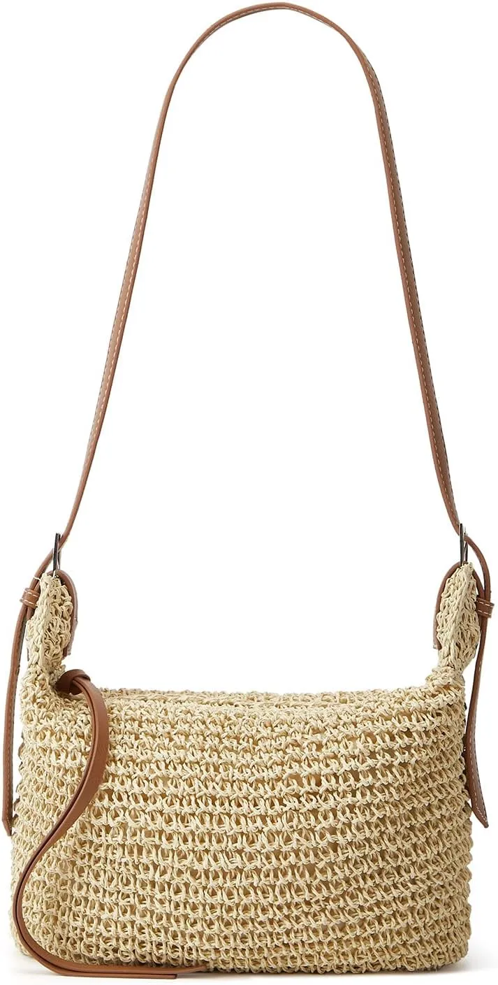 Straw Tote Bag Summer Straw Beach Bags For Women Handwoven Bag Large Capacity Handbag Rattan Purse Hobo Bag Dumpling Bag