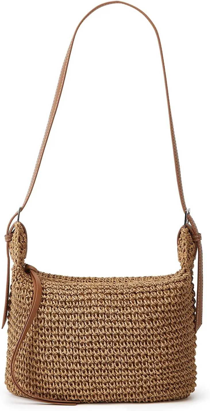 Straw Tote Bag Summer Straw Beach Bags For Women Handwoven Bag Large Capacity Handbag Rattan Purse Hobo Bag Dumpling Bag