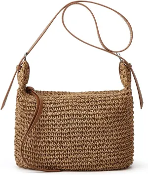 Straw Tote Bag Summer Straw Beach Bags For Women Handwoven Bag Large Capacity Handbag Rattan Purse Hobo Bag Dumpling Bag