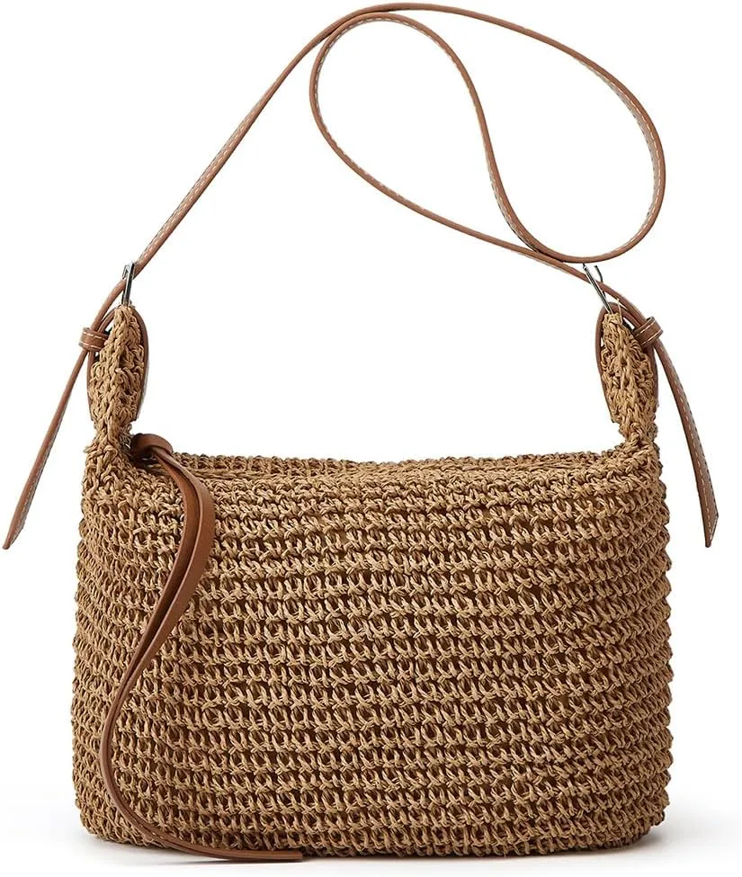 Straw Tote Bag Summer Straw Beach Bags For Women Handwoven Bag Large Capacity Handbag Rattan Purse Hobo Bag Dumpling Bag