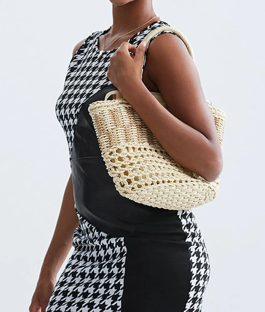 Straw Tote Handbags for Women Summer Beach Purse Tote Hand Woven Basket Boho Rattan Clutch Crossbody Shoulder Bag