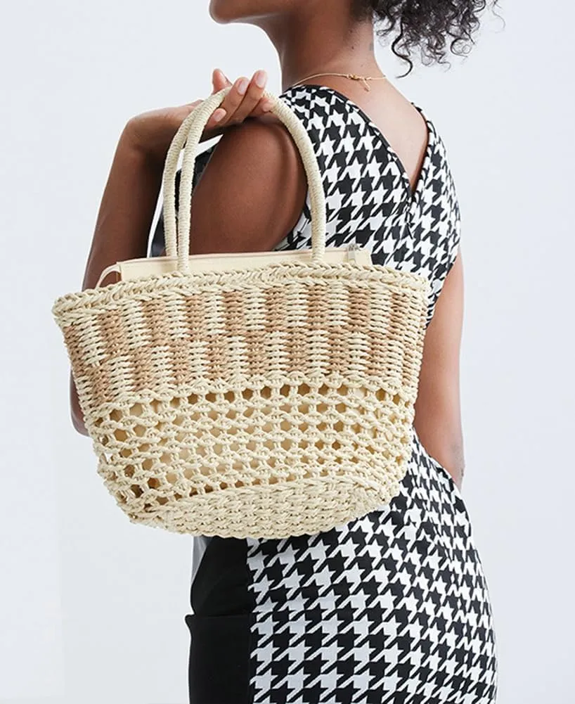 Straw Tote Handbags for Women Summer Beach Purse Tote Hand Woven Basket Boho Rattan Clutch Crossbody Shoulder Bag