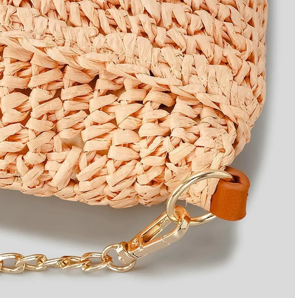 Straw Tote Handbags for Women Summer Beach Purse Tote Hand Woven Basket Boho Rattan Clutch Crossbody Shoulder Bag