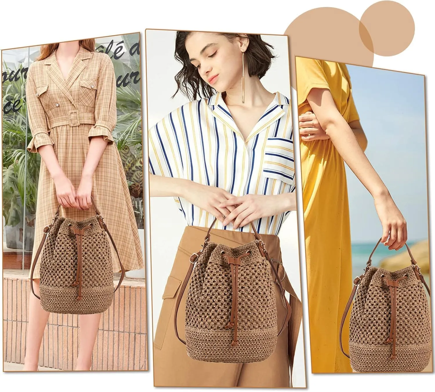 Straw Woven Shell Shape Tote Bag, Rattan Shoulder Bag Summer Beach Crossbody Purse Handbag for Women Travel