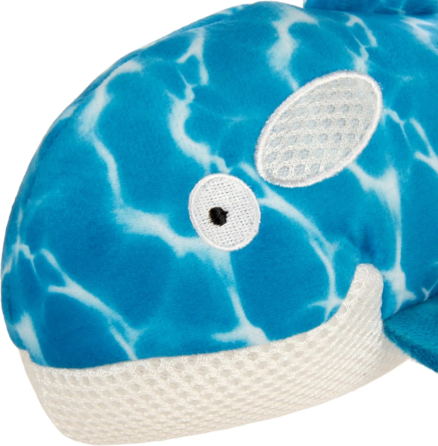 Strong 'N Silent Swimmer Soft Plush Orca Squeaker Chew Guard Dog Toy - Blue, Large