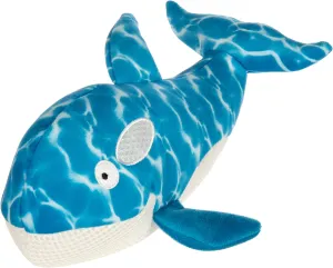 Strong 'N Silent Swimmer Soft Plush Orca Squeaker Chew Guard Dog Toy - Blue, Large