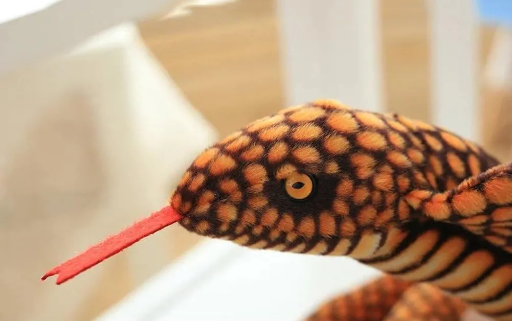 Stuffed Cobra Snake Animal Plush Toy 44 Inches Realistic Long Qamra The Queen Cobra Animal Stuffed Plushies Naja Nivea Cape Cobra Python Stuff Dolls Gifts for Children Kids Boys Girls, 44Inches